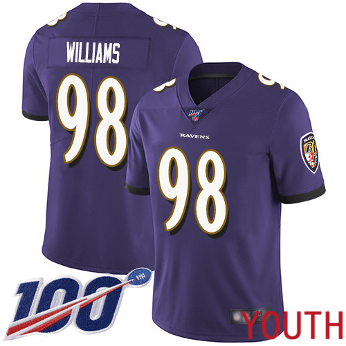 Baltimore Ravens Limited Purple Youth Brandon Williams Home Jersey NFL Football #98 100th Season Vapor Untouchable->women nfl jersey->Women Jersey